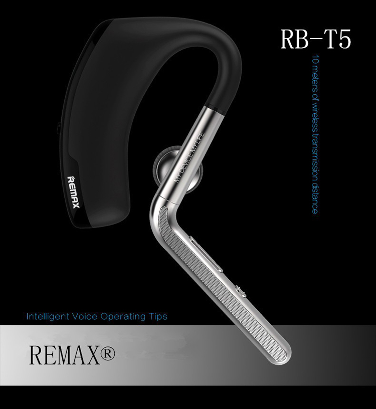 Tai nghe bluetooth RB-T5 hiệu Remax thiết kế thông dụng và mang lại cảm giác đeo thoải mãi cho người dùng.